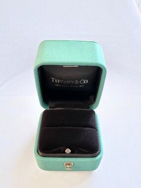 Tiffany & Co. Leather Blue Ring Box with Black Interior